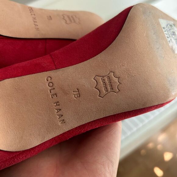 Cole Haan Red Suede Heels 7B - Picture 12 of 16